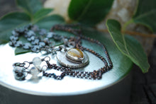 Load image into Gallery viewer, Coin pendant necklace with teardrop rutilated quartz gemstone