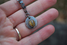Load image into Gallery viewer, Coin pendant necklace with teardrop rutilated quartz gemstone