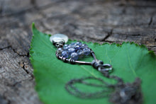 Load image into Gallery viewer, Wire Wrapped Iolite & Moonstone Sterling Silver Tear Drop Necklace