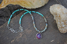 Load image into Gallery viewer, Insight - Star ruby & peruvian amazonite beaded choker