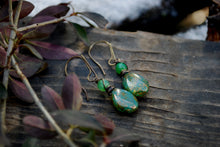 Load image into Gallery viewer, Ocean pear Czech glass & chrysoprase earrings