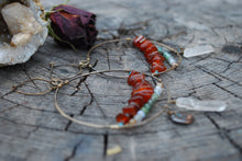 Load image into Gallery viewer, Baltic Amber & Moss Agate large hoop earrings