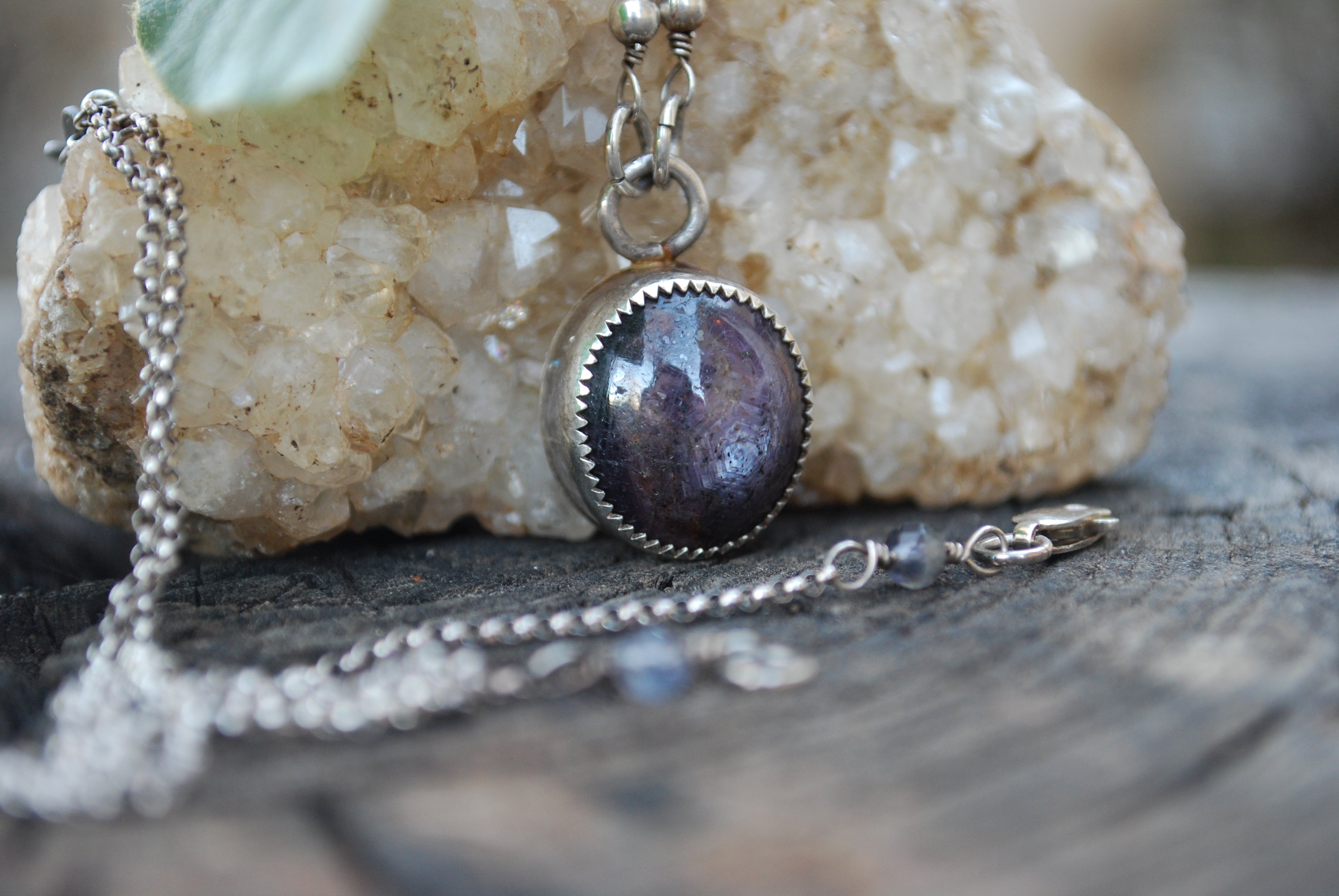 Star ruby pendant sterling silver pendant necklace Cultivated