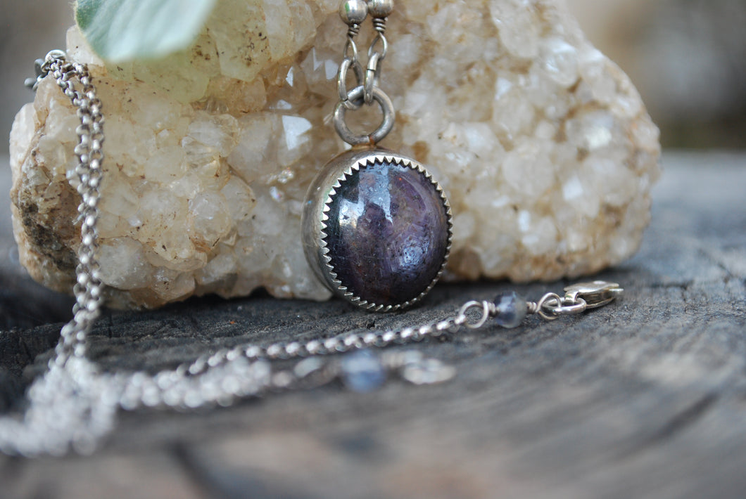 Star ruby pendant sterling silver pendant necklace