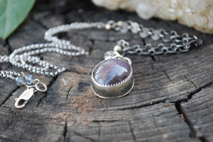 Star ruby pendant sterling silver pendant necklace