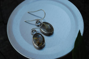 Golden rutilated quartz sterling silver earrings