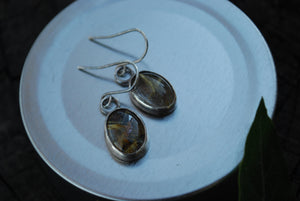 Golden rutilated quartz sterling silver earrings