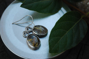 Golden rutilated quartz sterling silver earrings