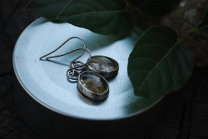 Golden rutilated quartz sterling silver earrings