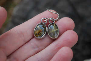 Golden rutilated quartz sterling silver earrings