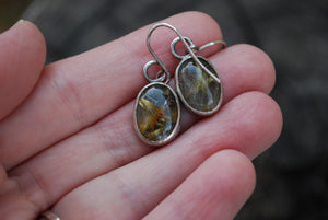 Golden rutilated quartz sterling silver earrings