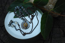 Load image into Gallery viewer, Coin pendant necklace with teardrop rutilated quartz gemstone
