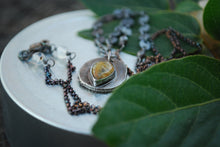 Load image into Gallery viewer, Coin pendant necklace with teardrop rutilated quartz gemstone
