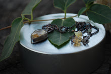 Load image into Gallery viewer, Teardrop Golden Rutile Quartz Necklace featuring Ethiopian Opals &amp; Aquamarine
