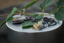 Load image into Gallery viewer, Teardrop Golden Rutile Quartz Necklace featuring Ethiopian Opals &amp; Aquamarine
