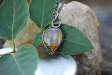 Load image into Gallery viewer, Teardrop Golden Rutile Quartz Necklace featuring Ethiopian Opals &amp; Aquamarine
