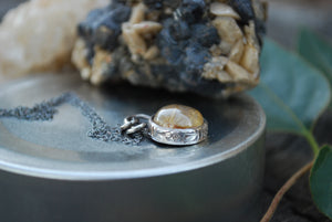 Delicate rutile quartz spinner necklace
