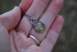 Delicate rutile quartz spinner necklace