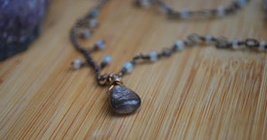 Ethiopian Opal & Sterling Silver long beaded necklace