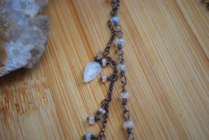 Ethiopian Opal & Sterling Silver long beaded necklace