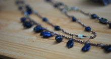 Load image into Gallery viewer, Blue Ethiopian Opal &amp; Sterling Silver long beaded necklace
