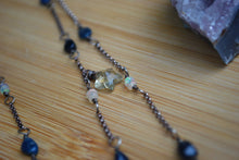 Load image into Gallery viewer, Blue Ethiopian Opal &amp; Sterling Silver long beaded necklace
