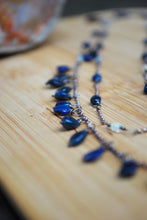 Load image into Gallery viewer, Blue Ethiopian Opal &amp; Sterling Silver long beaded necklace

