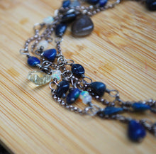 Load image into Gallery viewer, Blue Ethiopian Opal &amp; Sterling Silver long beaded necklace
