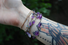 Load image into Gallery viewer, Amethyst &amp; Moss Agate Sterling Silver long beaded necklace
