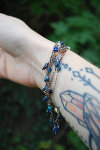 Blue Ethiopian Opal & Sterling Silver long beaded necklace