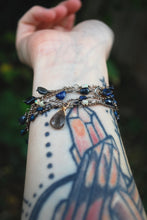Load image into Gallery viewer, Blue Ethiopian Opal &amp; Sterling Silver long beaded necklace
