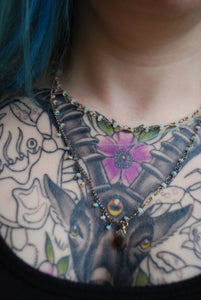 Ethiopian Opal & Sterling Silver long beaded necklace