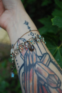 Ethiopian Opal & Sterling Silver long beaded necklace