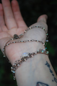 Ethiopian Opal & Sterling Silver long beaded necklace