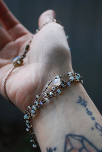 Ethiopian Opal & Sterling Silver long beaded necklace