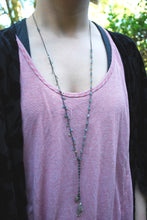 Load image into Gallery viewer, Phantom Quartz &amp; Moss Aquamarine long beaded necklace
