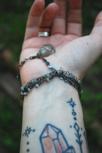 Phantom Quartz & Moss Aquamarine long beaded necklace
