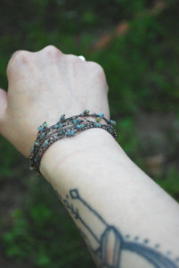 Phantom Quartz & Moss Aquamarine long beaded necklace