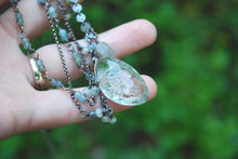 Load image into Gallery viewer, Phantom Quartz &amp; Moss Aquamarine long beaded necklace
