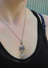 Load image into Gallery viewer, Wire Wrapped Iolite &amp; Moonstone Sterling Silver Tear Drop Necklace
