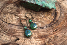Load image into Gallery viewer, Ocean pear Czech glass &amp; chrysoprase earrings
