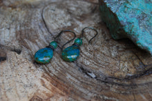 Load image into Gallery viewer, Ocean pear Czech glass &amp; chrysoprase earrings
