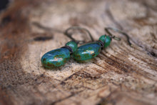 Load image into Gallery viewer, Ocean pear Czech glass &amp; chrysoprase earrings
