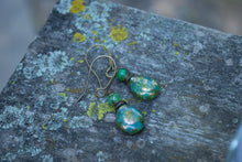 Load image into Gallery viewer, Ocean pear Czech glass &amp; chrysoprase earrings

