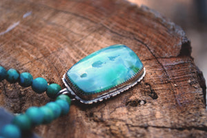 Clarity - Gem silica chrysacolla & genuine turquoise beaded choker necklace