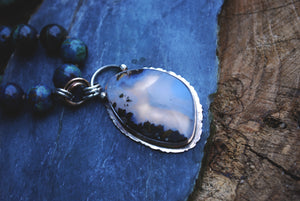 Marfa plume agate hand knotted silk necklace