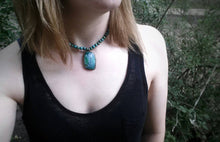 Load image into Gallery viewer, Clarity - Gem silica chrysacolla &amp; genuine turquoise beaded choker necklace
