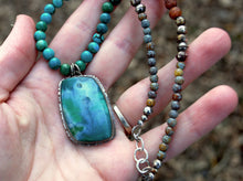 Load image into Gallery viewer, Clarity - Gem silica chrysacolla &amp; genuine turquoise beaded choker necklace
