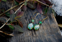 Load image into Gallery viewer, Ocean pear Czech glass &amp; chrysoprase earrings
