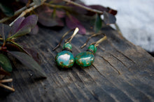 Load image into Gallery viewer, Ocean pear Czech glass &amp; chrysoprase earrings
